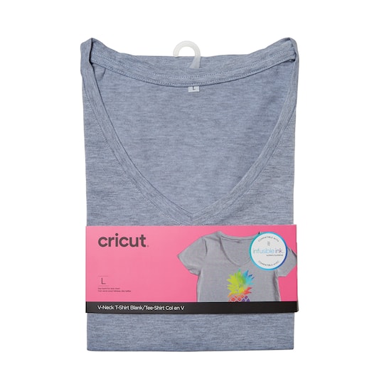 Cricut&#xAE; Gray Women&#x27;s Fitted V-Neck T-Shirt Blank
